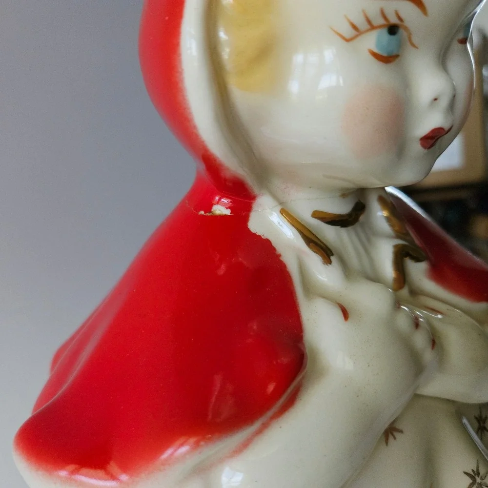 Hull Pottery Little Red Riding Hood Cookie Jar Porcelain *BROKEN*REPAIRED*READ*